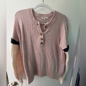 Madewell Striped Bowden Henley Sweater in Coziest Yarn